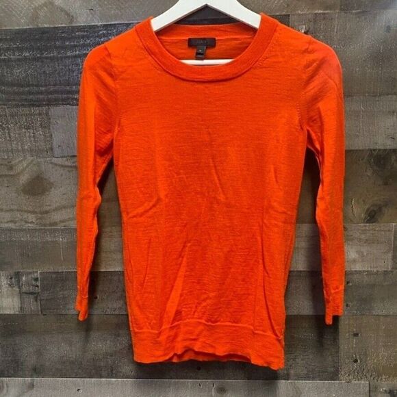 j crew pullover crewneck womens size XS dark orange 100% merino wool - Picture 1 of 6